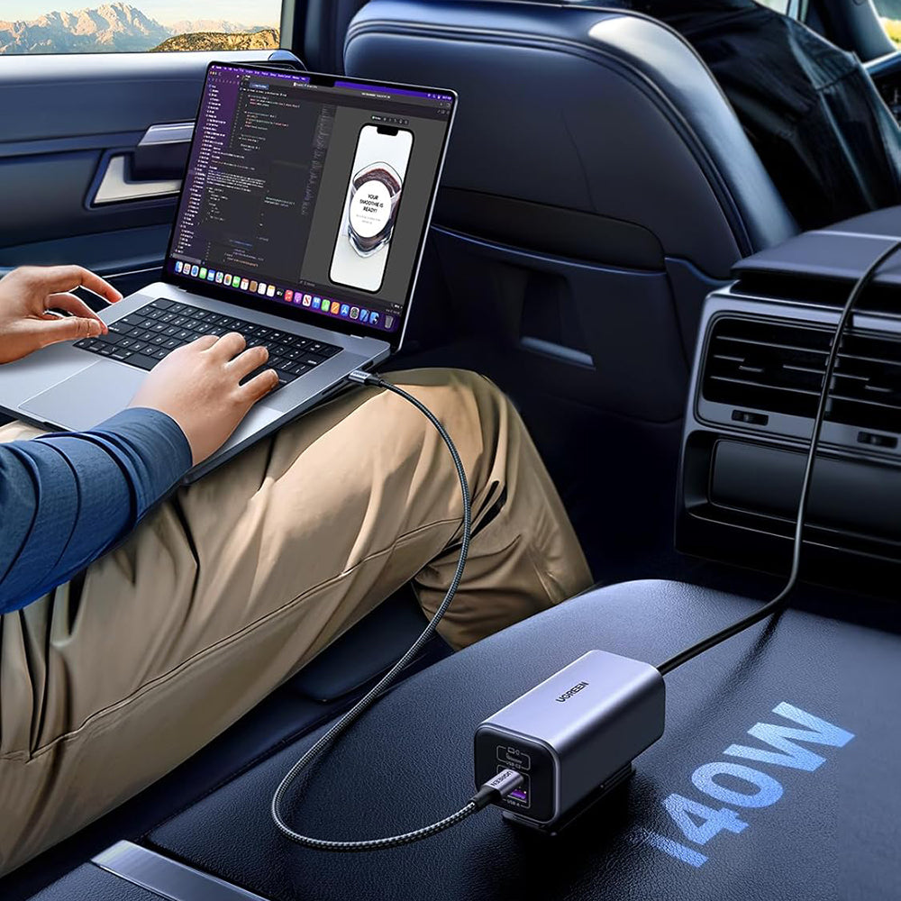 Caricabatterie Auto UGREEN EC706, 150W, 5A, 1 x USB-A - 3 x USB-C, Nero