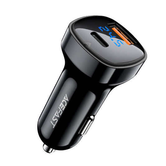 Caricabatterie Auto Acefast B4, 66W, 3A, 1 x USB-A - 1 x USB-C, Nero
