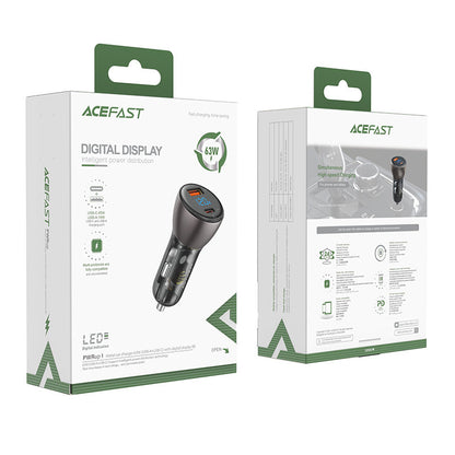 Caricatore Auto Acefast B6, 63W, 3.6A, 1 x USB-A - 1 x USB-C, Nero