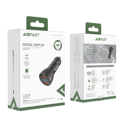 Caricabatterie da auto Acefast B7, 45W, 4,5A, 2 x USB-A, nero