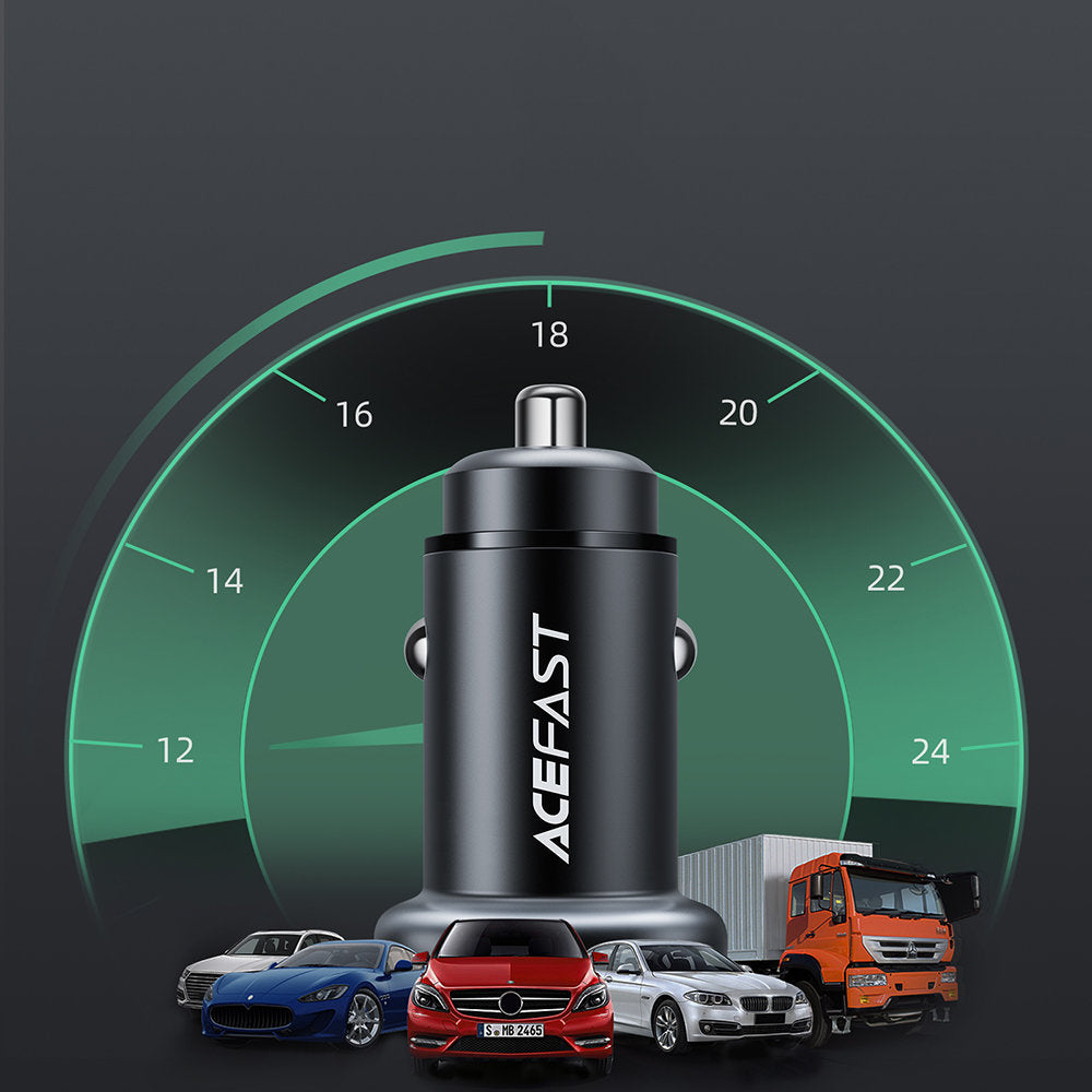 Caricabatterie Auto Acefast B1, 38W, 3A, 1 x USB-A - 1 x USB-C, Nero