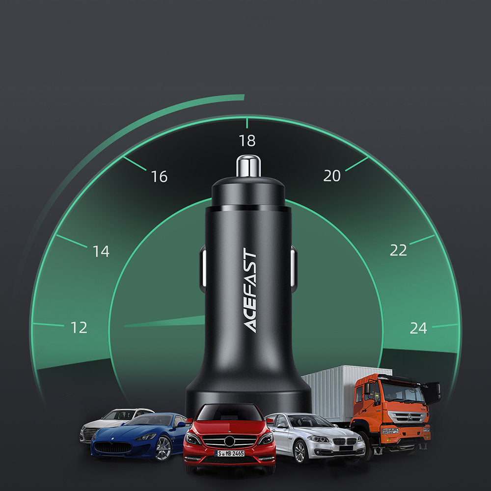 Caricabatterie Auto Acefast B2, 72W, 3A, 2 x USB-C, Nero