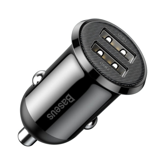 Caricabatterie da auto Baseus Grain Pro, 24W, 2,4A, 2 x USB-A, nero CCALLP-01