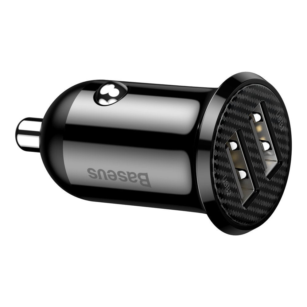 Caricabatterie da auto Baseus Grain Pro, 24W, 2,4A, 2 x USB-A, nero CCALLP-01