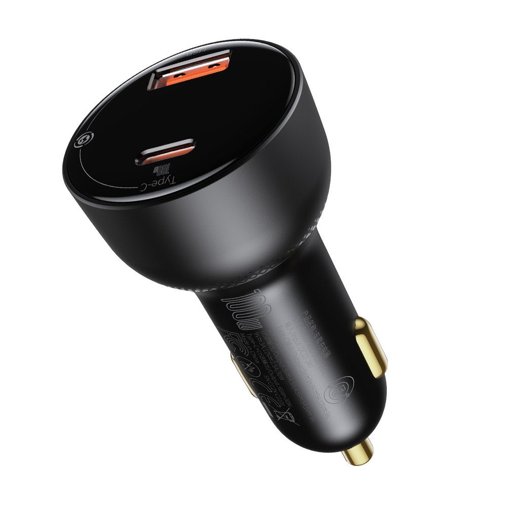 Caricabatterie da auto Baseus Superme, 100W, 5A, 1 x USB-A - 1 x USB-C, nero CCZX-01 CCZX-01