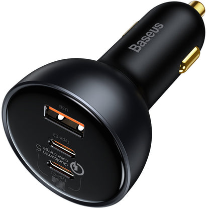 Caricabatterie da auto con cavo USB-C Baseus Qualcomm, 160W, 3A, 1 x USB-A - 2 x USB-C, grigio TZCCZZM-0G