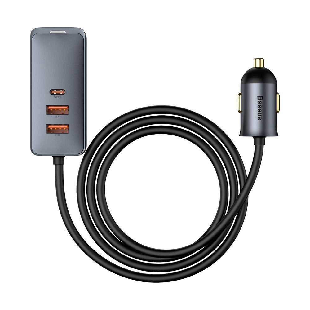 Caricabatterie da auto Baseus Share Together, 120W, 3A, 3 x USB-A - 1 x USB-C, grigio CCBT-B0G