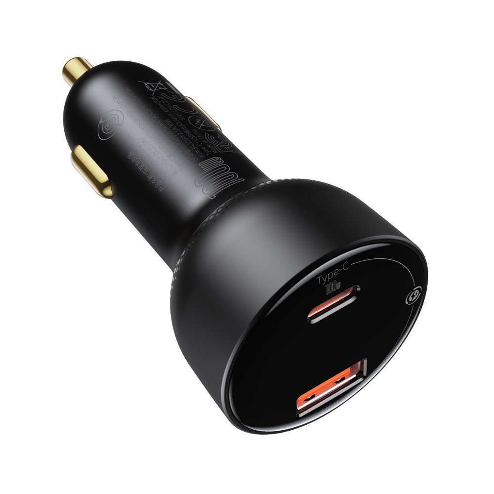 Caricabatterie da auto Baseus Superme, 100W, 5A, 1 x USB-A - 1 x USB-C, nero CCZX-01 CCZX-01