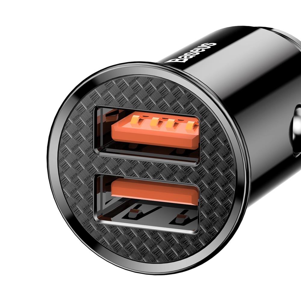 Caricabatterie da auto Baseus, 30W, 5A, 2 x USB-A, nero CCALL-YD01