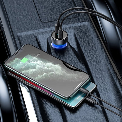 Caricabatterie da auto Baseus, 63W, 5A, 1 x USB-A - 1 x USB-C, argento CCKX-C0A CCKX-C0A