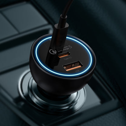 Caricabatterie da auto con cavo USB-C Baseus Qualcomm, 160W, 3A, 1 x USB-A - 2 x USB-C, grigio TZCCZZM-0G