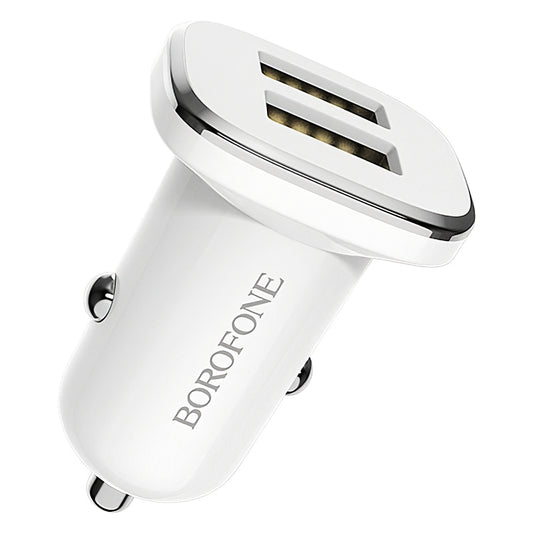 Caricabatterie da auto Borofone BZ12, 12W, 2,4A, 2 x USB-A, bianco