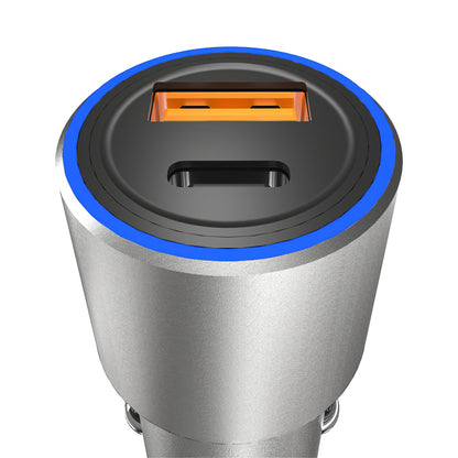 Caricatore Auto USB Dudao R4PQ, 1 X USB - 1 X USB Tipo-C, 22,5 W, Quick Charge - Power Delivery, Grigio