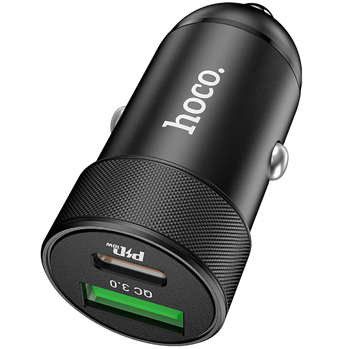 Caricabatterie da auto HOCO Z32B, 27W, 2,5A, 1 x USB-A - 1 x USB-C, nero