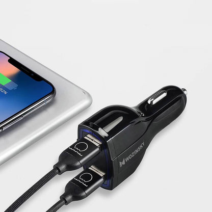 Caricabatterie da auto WZK WCC-01, 36W, 3,5A, 1 x USB-C - 2 x USB-A, nero