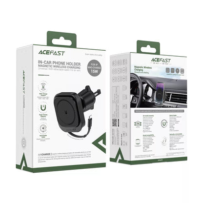 Caricabatterie Auto Wireless Acefast D32, 15W, 1.67A, Nero