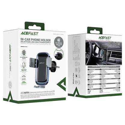 Caricabatterie Auto Wireless Acefast D39 con Pannello Solare, 15W, 1.67A, Nero