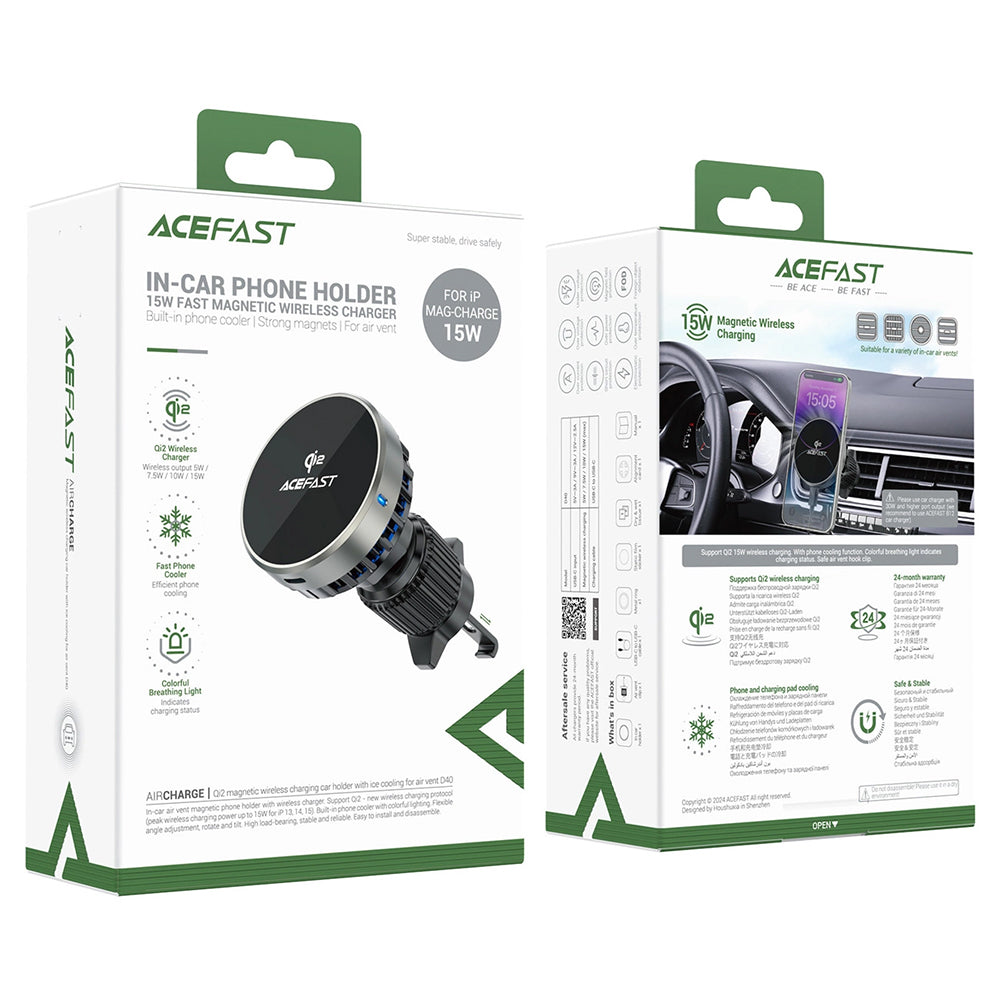 Caricabatterie Auto Wireless Acefast D40, 15W, 1.67A, Grigio
