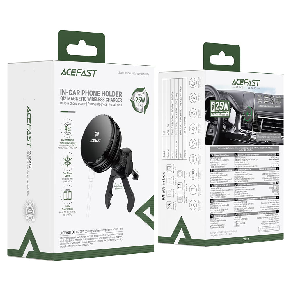 Caricatore Auto Wireless Acefast D66, 25W, Nero