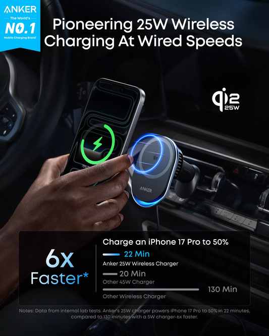 Caricabatterie Auto Wireless Anker Prime MagGo AirCool, 25W, Nero B2933H11