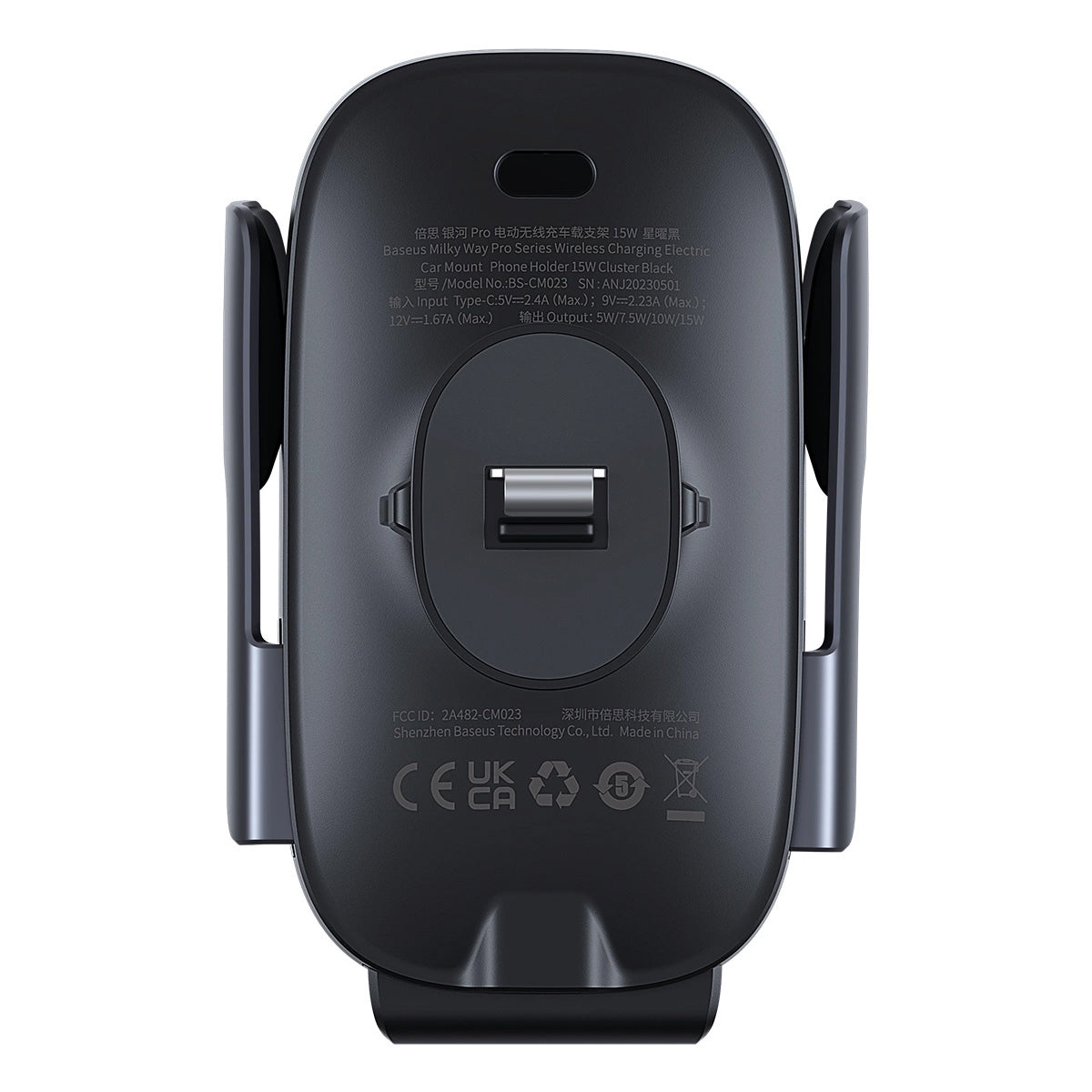 Caricabatterie wireless per auto Baseus Milky Way Pro Series, 15W, 1,67A, nero C40357000111-00 