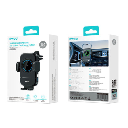 Caricatore Auto Wireless BWOO ZJ137, 15W, 1.67A, Nero