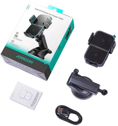 Caricabatterie Auto Wireless Joyroom JR-ZS246s, 15W, 1.67A, Nero
