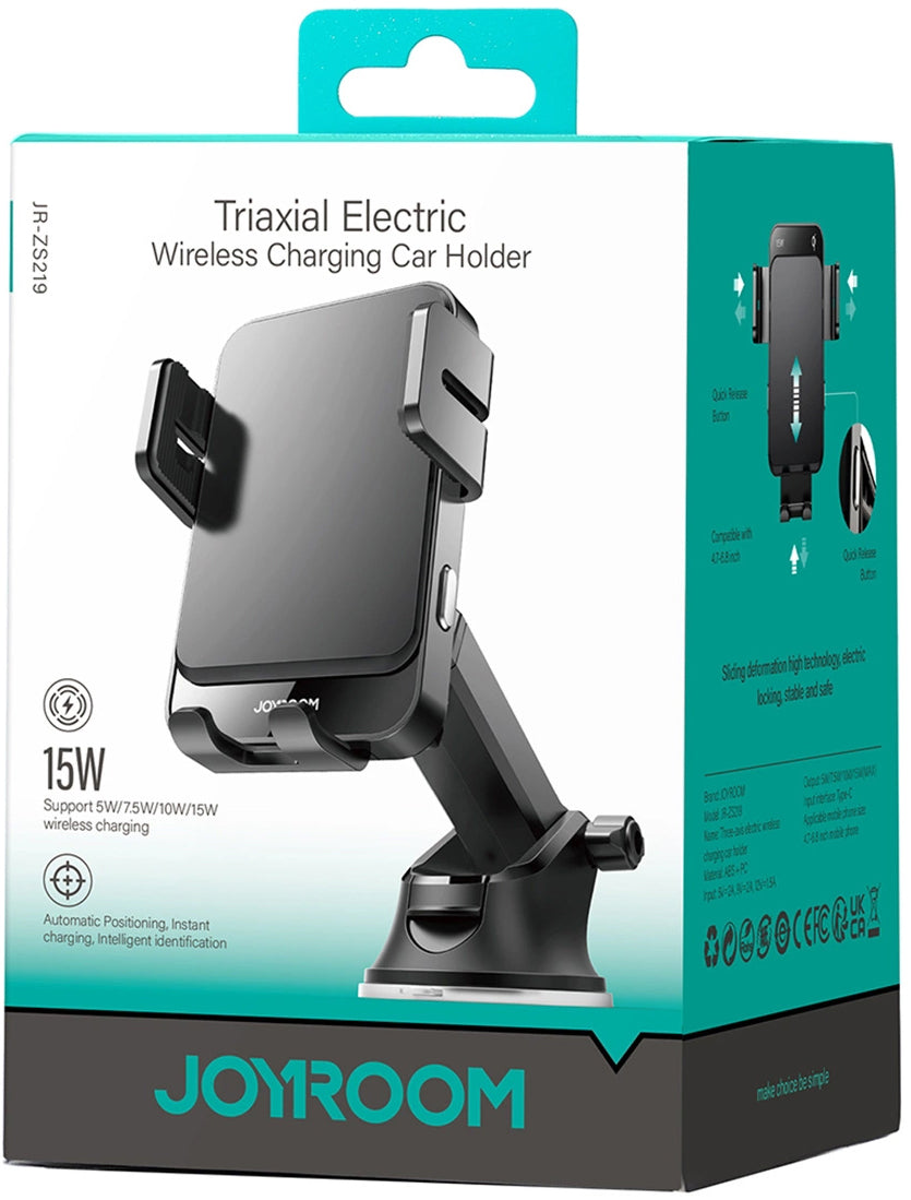 Caricabatterie Auto Wireless Joyroom JR-ZS219, 15W, 1.67A, Nero