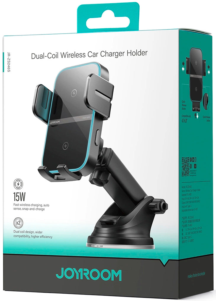 Caricabatterie Auto Wireless Joyroom JR-ZS246s, 15W, 1.67A, Nero