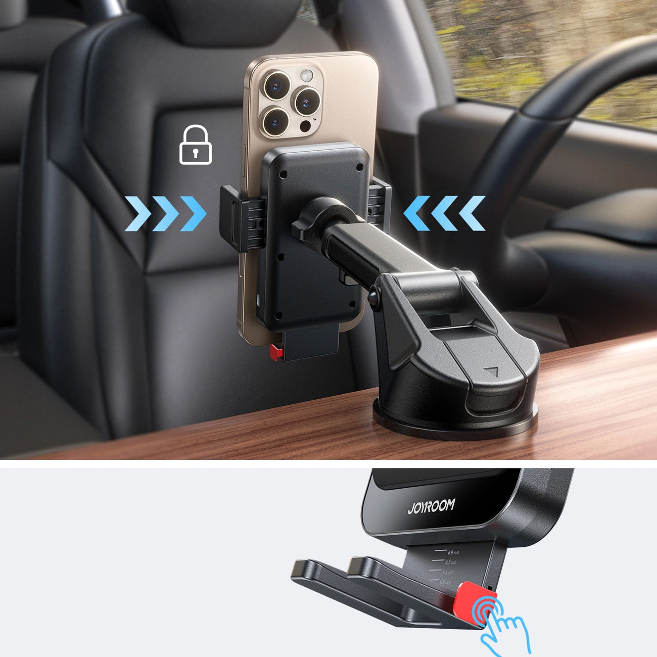 Caricabatterie Auto Wireless Joyroom JR-ZS241S, 15W, 1.67A, Nero