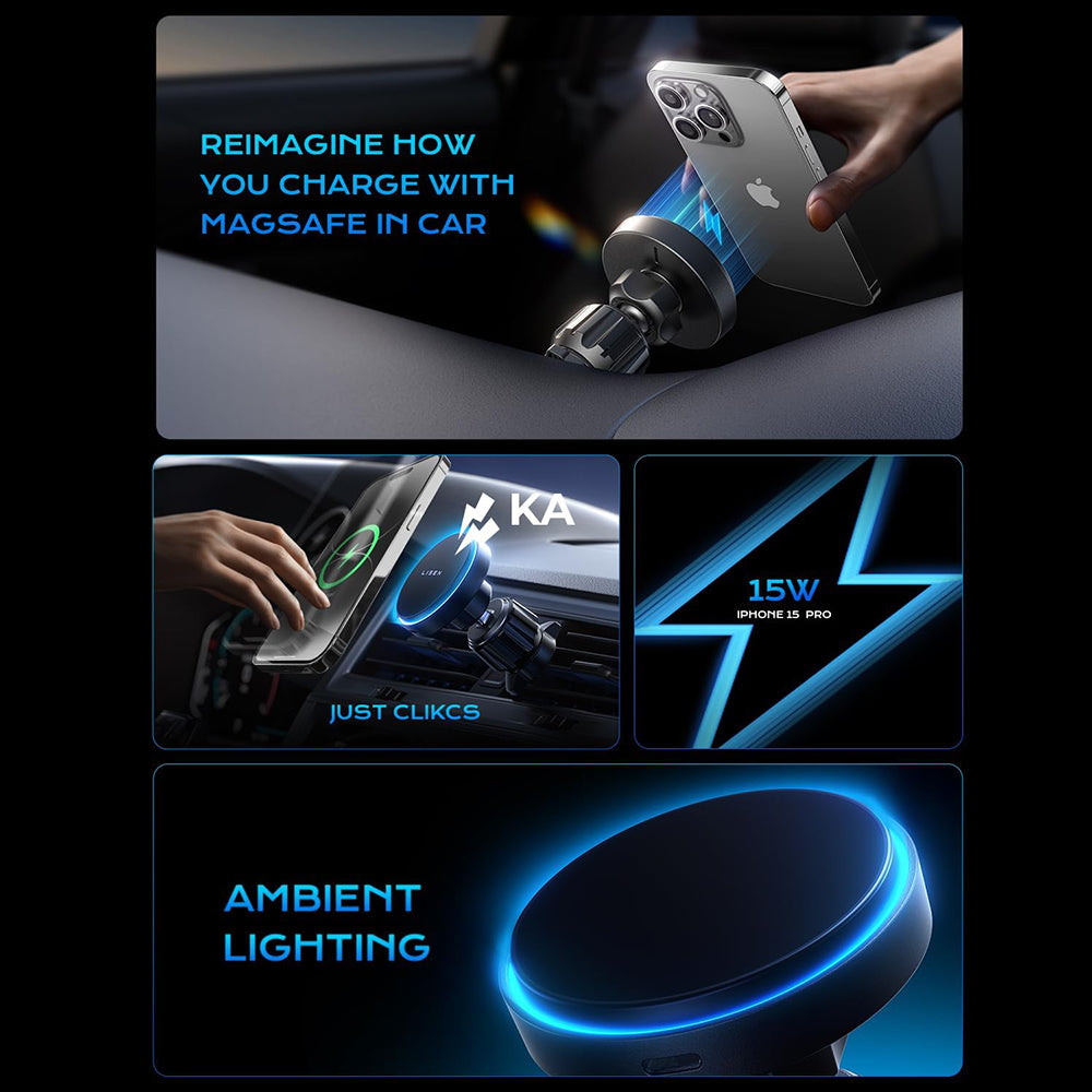 Lisen Wireless Car Charger, 15W, 1.67A, Black YL0223070007