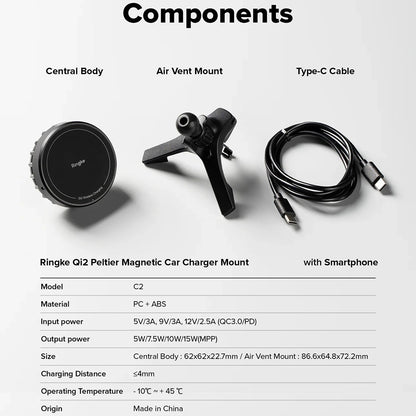 Caricabatterie Auto Wireless Ringke, 15W, 1.67A, Nero