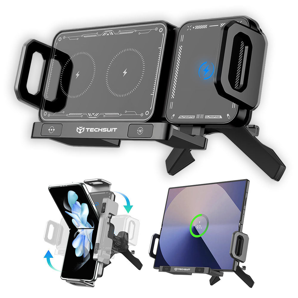 Caricabatterie Auto Wireless Techsuit SW1 ModoDock, 15W, 1.67A, Nero