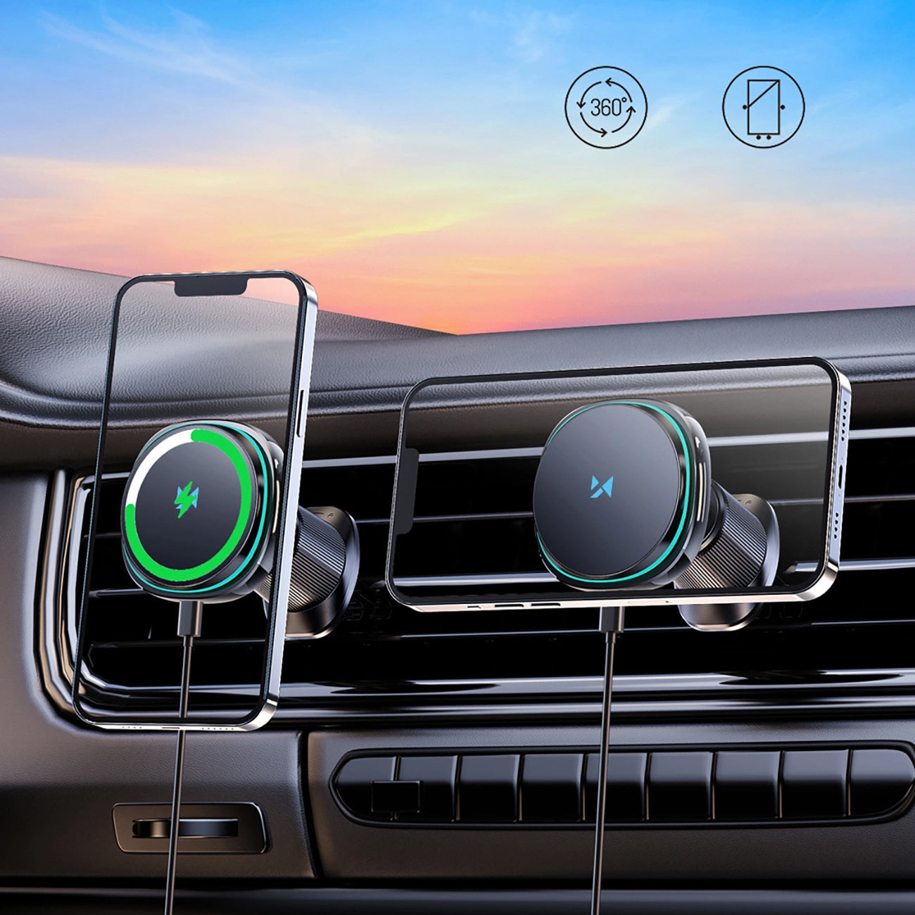 Wireless Car Charger WZK WCT5-Q6S2Y, 15W, 1.67A, Black