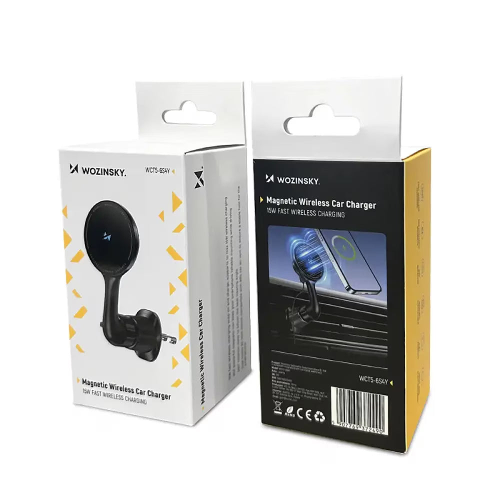 Caricabatterie Auto Wireless WZK WCT5-6S4Y, 15W, 1.67A, Nero