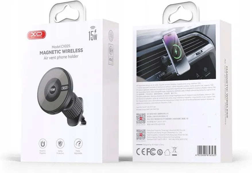 Caricabatterie Auto Wireless XO Design CX025, 15W, 1.67A, Nero
