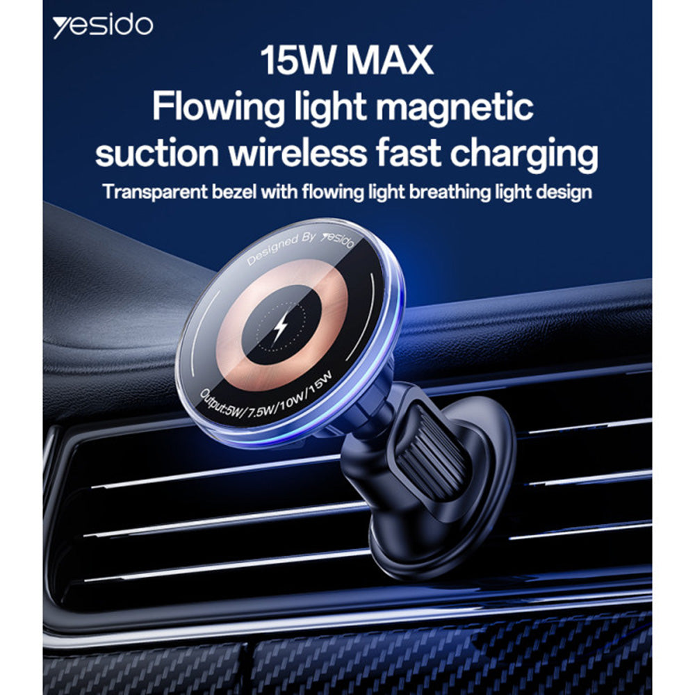 Caricabatterie Auto Wireless Yesido C308, 15W, 1.67A, Nero