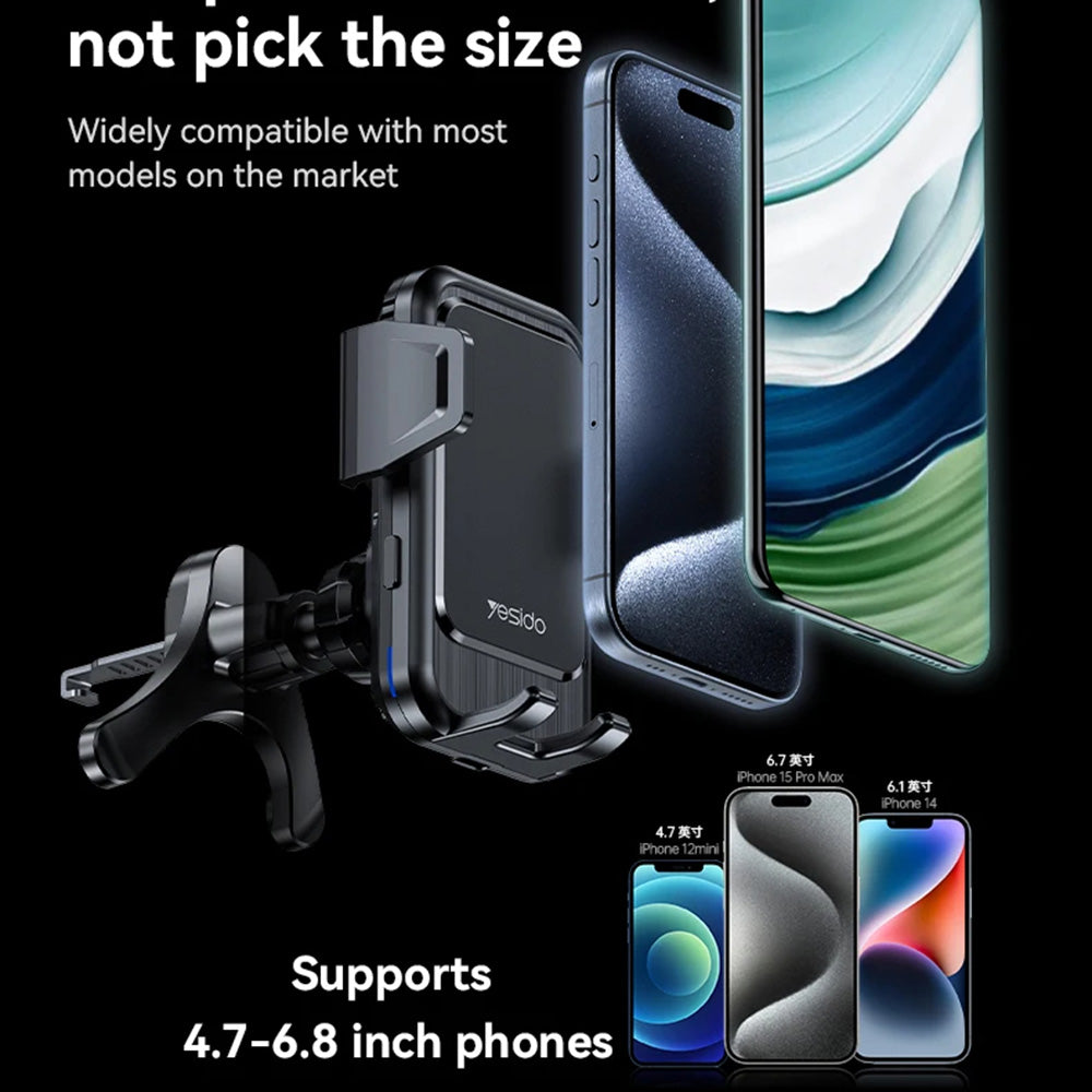 Caricabatterie Auto Wireless Yesido C312, 15W, 1.67A, Nero