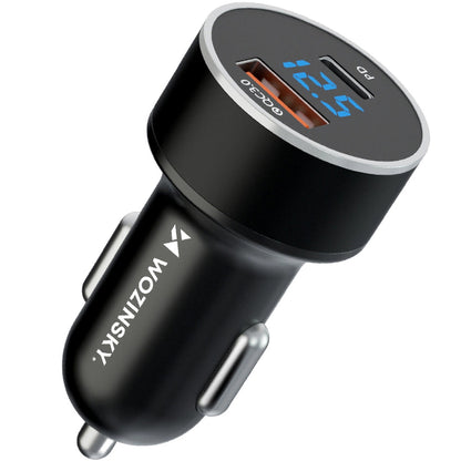 Caricabatterie per auto WZK WDCCAC, 36W, 3A, 1 x USB-A - 1 x USB-C, nero 