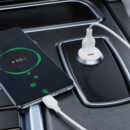 Caricabatterie Auto XO Design CC69, 30W, 3A, 1 x USB-A - 1 x USB-C, Bianco