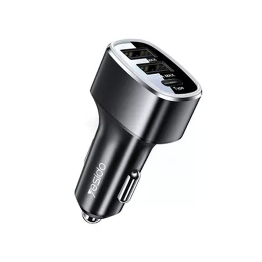 Caricabatterie Auto Yesido Y47, 49W, 3A, 2 x USB-A - 1 x USB-C, Nero