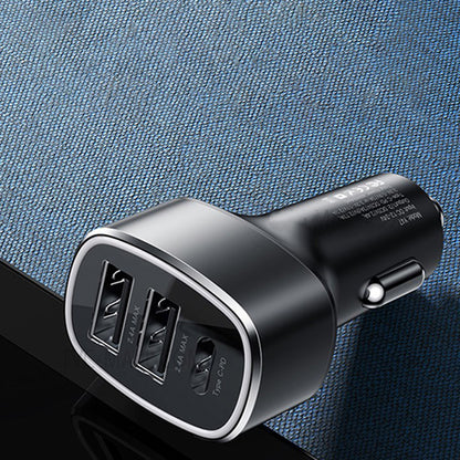 Caricabatterie Auto Yesido Y47, 49W, 3A, 2 x USB-A - 1 x USB-C, Nero