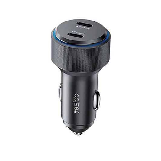 Caricabatterie Auto Yesido Y48, 60W, 3A, 2 x USB-C, Nero