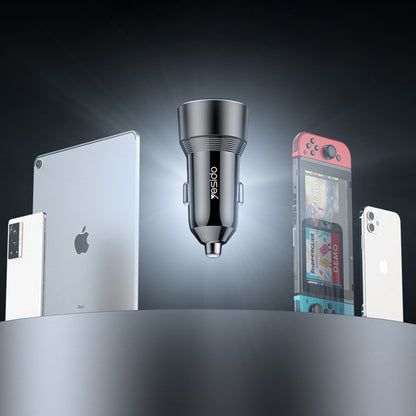 Yesido Y64 Car Charger, 50W, 3A, 1 x USB-A - 1 x USB-C, Black