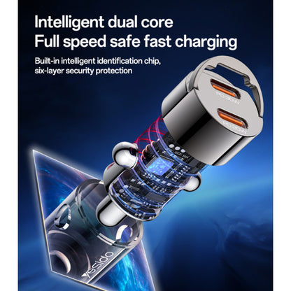 Caricabatterie Auto Yesido Y69, 30W, 3A, 2 x USB-C, Nero