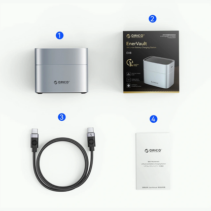 Caricabatterie Batterie Orico EV8, AA, Grigio