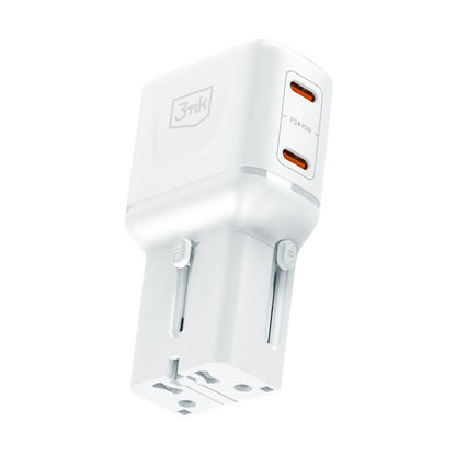 Caricatore da rete 3MK Globe Travel, 45W, 3A, 2 x USB-C, Bianco