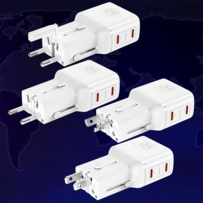 Caricatore da rete 3MK Globe Travel, 45W, 3A, 2 x USB-C, Bianco