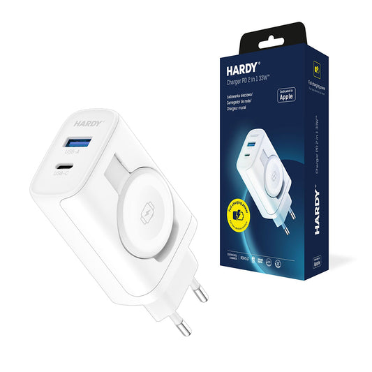 3MK Hardy 2in1 Network Charger, 33W, 3A, 1 x USB-A - 1 x USB-C, White