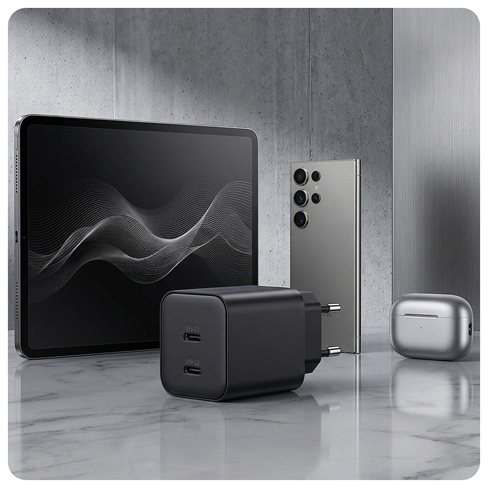 Caricatore da rete 3MK Hyper, 45W, 2 x USB-C, Nero